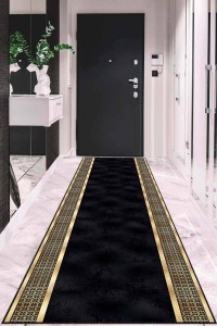 Siyah Gold Kaymaz Çerçeveli Özel Ölçü Rulo Yolluk AR729 Siyah Gold Kaymaz Çerçeveli Özel Ölçü Rulo Yolluk AR729