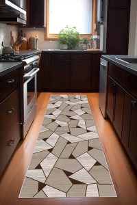 Kahve Kaymaz Geometrik Kesme Rulo Özel Ölçülü Yolluk VH004 Kahve Kaymaz Geometrik Kesme Rulo Özel Ölçülü Yolluk VH004