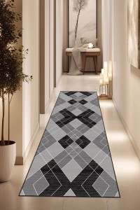 Koyu Gri Kaymaz Geometrik Kesme Rulo Özel Ölçü Yolluk VH005 Koyu Gri Kaymaz Geometrik Kesme Rulo Özel Ölçü Yolluk VH005