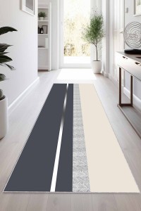 Antrasit Silver Kaymaz Modern Kesme Rulo Yolluk Halı VH010 Antrasit Silver Kaymaz Modern Kesme Rulo Yolluk Halı VH010