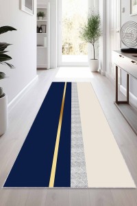 Lacivert Gold Kaymaz Modern Kesme Rulo Yolluk Halı VH013 Lacivert Gold Kaymaz Modern Kesme Rulo Yolluk Halı VH013