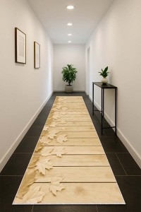 Bej Kaymaz Çınar 3D Kesme Rulo Özel Ölçülü Yolluk VH151