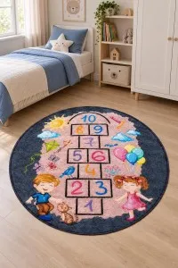 Çok Renkli Seksek Desenli Çocuk Odası Halısı VH266