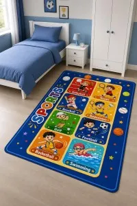 Çok Renkli Spor Yazılı Dijital Baskılı Çocuk Halısı VH283 Çok Renkli Spor Yazılı Dijital Baskılı Çocuk Halısı VH283