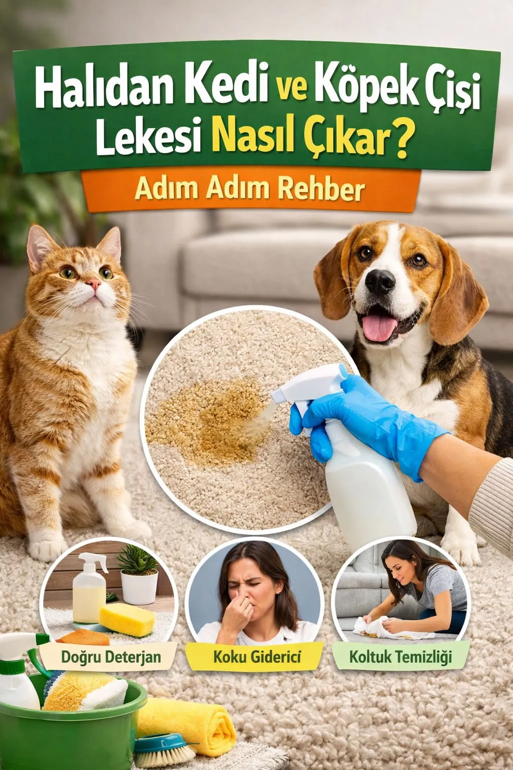 Halıdan Kedi Ve Köpek Çişi Lekesi Nasıl Çıkar? Adım Adım Rehber