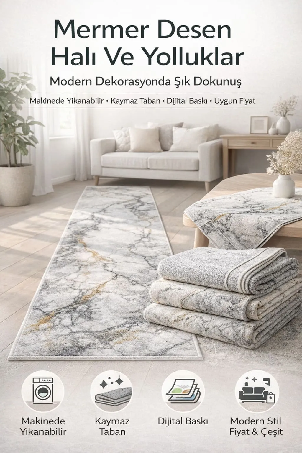 Mermer Desenli Halı Modelleri