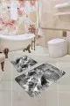İndirimli Banyo Paspas Takımları Gri Mermer Görünümlü Banyo Halısı Klozet Paspas Seti BS002