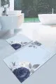 Su Emen Banyo Paspası Eflatun Çiçek Temalı Banyo Halısı Klozet Paspas Seti BS007