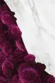Klozet Takımı 3 Lü Set Mürdüm Çiçekli Desen Banyo Halısı Klozet Paspas Seti BS013