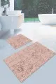 Banyo Halısı 100X200 Pembe Mermer Görünümlü Banyo Halısı Klozet Paspas Seti BS022