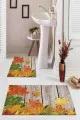 Banyo Halısı Modelleri Turuncu Çınar 3D Üç Boyutlu Banyo Klozet Paspas Seti BS025