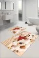 Kaydırmaz Paspas Banyo Bej Deniz Kabuklu Banyo Halısı Klozet 2'li Paspas Seti BS028