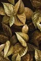 Şık Banyo Halıları Gold Yaprak Desenli Banyo Halısı Klozet Paspas Seti BS044