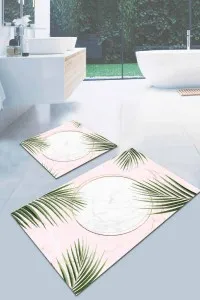 Pudra Yapraklı Banyo Halısı Klozet Takımı Paspas Seti BS051 Pudra Yapraklı Banyo Halısı Klozet Takımı Paspas Seti BS051