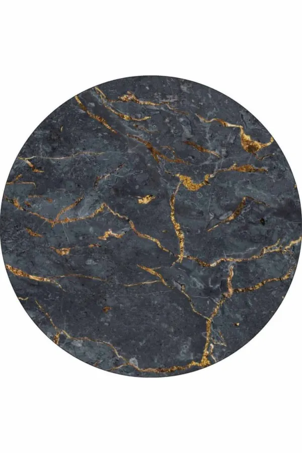 Banyo Paspasları Oval Füme Mermer Görünümlü Oval Banyo Klozet Paspas Seti BS059
