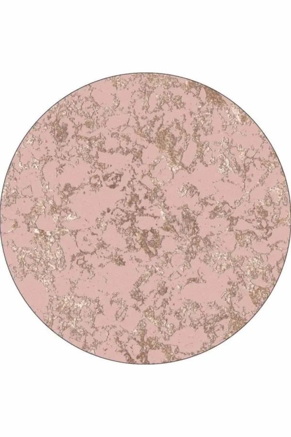 Banyo Halısı Oval Pembe Mermer Görünümlü Oval Banyo Klozet Paspas Seti BS064