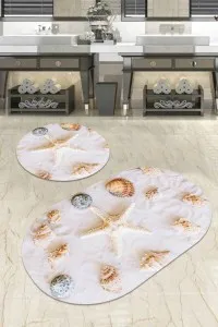 Kemik Marin Desen Banyo Halısı Klozet Oval Paspas Seti BS078 Kemik Marin Desen Banyo Halısı Klozet Oval Paspas Seti BS078