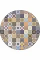 Oval Paspas Mavi Çini Desenli Banyo Halısı Klozet Oval Paspas Seti BS084