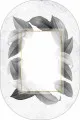 Banyo Halı Modelleri Beyaz Yaprak Temalı Oval Banyo Klozet Paspas Seti BS092