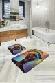 Banyo Paspası 80X140 Renkli Etnik Desen Banyo Halısı Klozet Paspas Seti BS202