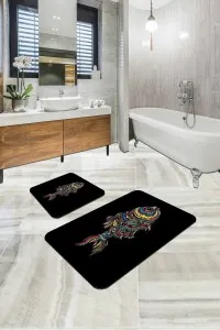 Siyah Hayvan Temalı Banyo Halısı Klozet Paspas Seti BS204