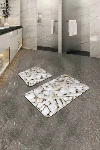 Kemik Deniz Kabuklu Banyo Halısı Klozet Paspas Seti BS208 Kemik Deniz Kabuklu Banyo Halısı Klozet Paspas Seti BS208