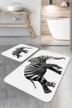 Kaymaz Taban Banyo Halısı Ekru Fil Desen Banyo Halısı Klozet Takımı Paspas Seti BS223