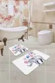 Su Emici Abdest Paspası Ekru Filli Banyo Halısı Klozet Takımı 2'li Paspas Seti BS225