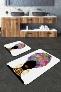 Ekru Etnik Desenli Banyo Halısı Klozet Paspas Seti BS229 Ekru Etnik Desenli Banyo Halısı Klozet Paspas Seti BS229