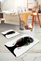 Çeyizlik Banyo Paspas Takımı Ekru Etnik Desen Banyo Halısı Klozet 2'li Paspas Seti BS230