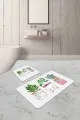 Yeni Model Banyo Paspasları Yeşil Kaktüslü Banyo Halısı Klozet Takımı Paspas Seti BS242