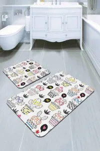 Renkli Kaktüslü Desen Banyo Halısı Klozet Paspas Seti BS248 Renkli Kaktüslü Desen Banyo Halısı Klozet Paspas Seti BS248