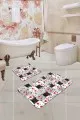 Kaymaz Taban Klozet Takımları Renkli Kedili Banyo Halısı Klozet Takımı Paspas Seti BS250