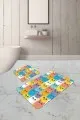 İkili Banyo Paspası Renkli Kedili Desen Banyo Halısı Klozet Paspas Seti BS251