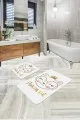 En Güzel Klozet Takımı Modelleri Ekru Kedi Temalı Banyo Halısı Klozet 2'li Paspas Seti BS256