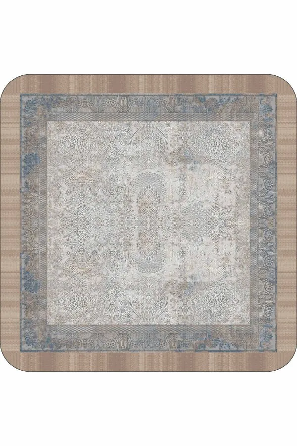 Banyo Paspası 100X100 Bej Modern Klasik Banyo Halısı Klozet 2'li Paspas Seti BS285
