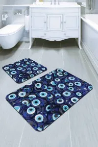 Lacivert Nazar Boncuğu Banyo Halısı Klozet Paspas Seti BS290 Lacivert Nazar Boncuğu Banyo Halısı Klozet Paspas Seti BS290