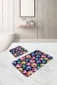 Banyo Paspası 70X130 Renkli Nazar Boncuklu Banyo Halısı Klozet Paspas Seti BS291