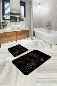 Siyah Kedi Desenli Banyo Halısı Klozet Paspas Seti BS295 Siyah Kedi Desenli Banyo Halısı Klozet Paspas Seti BS295