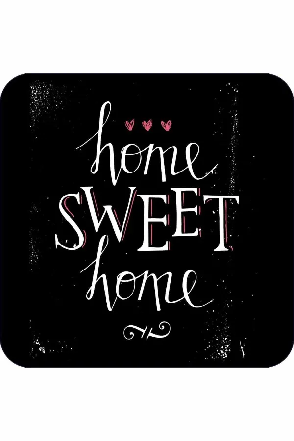Yıkanabilir Banyo Halıları Siyah Home Sweet Home Banyo Halısı Klozet Paspas Seti BS301