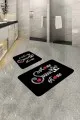Banyo Halısı Kestirme Siyah Home Sweet Banyo Halısı Klozet 2'li Paspas Seti BS302
