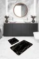 Banyo Paspası 2 Li Siyah Prizma Banyo Halısı Klozet Takımı Paspas Seti BS322