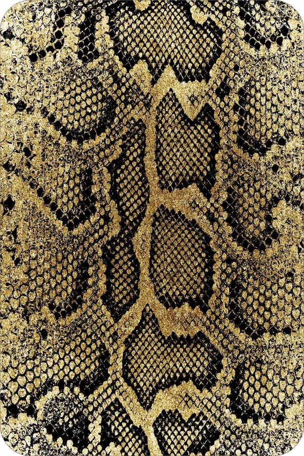 İkili Klozet Takımı Gold Krokodil Desen Banyo Halısı Klozet Paspas Seti BS325