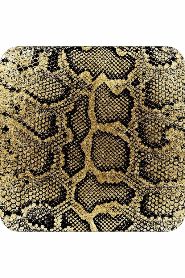 İkili Klozet Takımı Gold Krokodil Desen Banyo Halısı Klozet Paspas Seti BS325