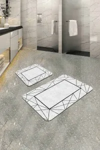 Gri Çerçeveli Banyo Halısı Klozet Takımı Paspas Seti BS340 Gri Çerçeveli Banyo Halısı Klozet Takımı Paspas Seti BS340