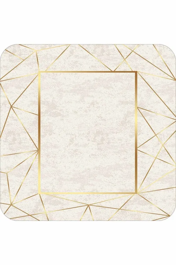 İkili Paspas Gold Çerçeveli Desen Banyo Halısı Klozet Paspas Seti BS341