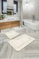 İkili Paspas Gold Çerçeveli Desen Banyo Halısı Klozet Paspas Seti BS341