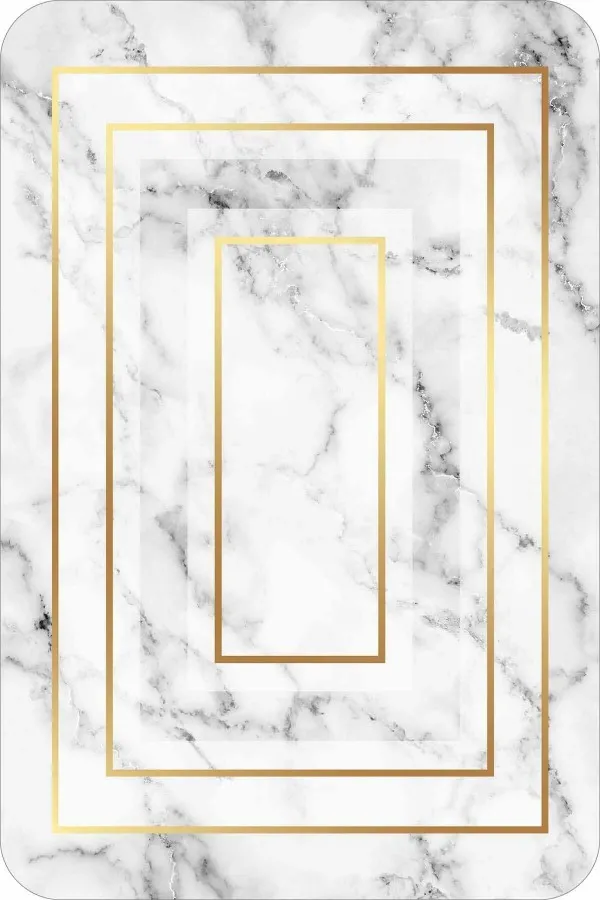Banyo Halıları Büyük Beyaz Mermer Desen Banyo Halısı Klozet Paspas Seti BS343