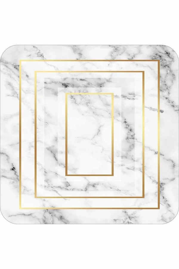Banyo Halıları Büyük Beyaz Mermer Desen Banyo Halısı Klozet Paspas Seti BS343