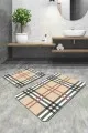 Yuvarlak Hasır Banyo Paspası Siyah Çerçeve Desenli Banyo Halısı Klozet Paspas Seti BS348